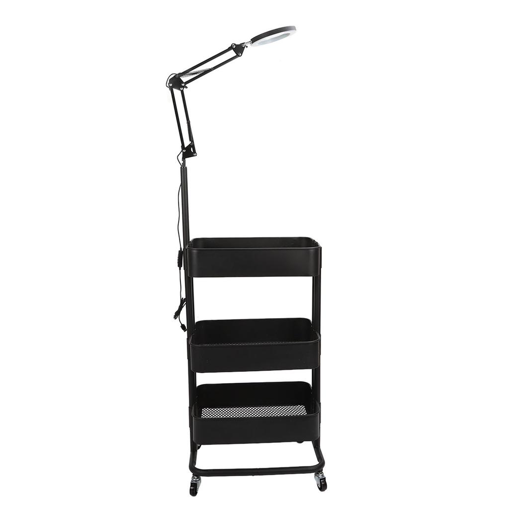Salon Rolling Cart 3 Layers Salon Trolley Cart Space Saving Hair Salon Beauty Cart with LED Lights