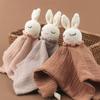 Crochet Rabbit Baby Nursing Bib Security Blanket for Boys Girl Breathable Soother Towel Infant Mood Soothing Drool Bib