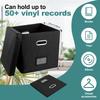 Foldable Vinyl Record Storage Bin Stackable Album Storage Organizer Box with Lid Hold UP 50 Albums Practical Record for Closet