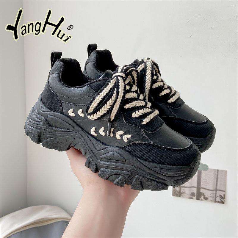 Женская вулканизированная обувь, повседневные дышащие кроссовки в стиле Харадзюку, удобная спортивная обувь для бега на платформе, мода 2023, весна-осень