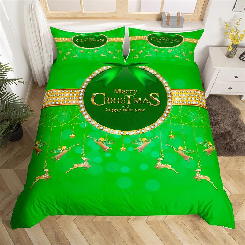 Комплект постельного белья «Веселая рождественская елка» Красный комплект пододеяльника Рождественская снежинка с блестками Покрывало Микрофибра Полуторный Кинг Покрывало
