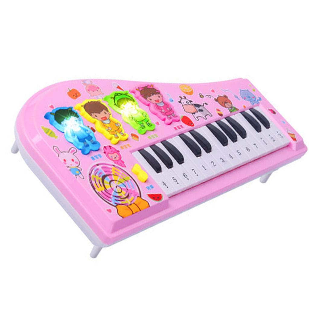 Kids Piano Toy Keyboard Cartoon Multi Function Electronic Instrument for Beginners Pink