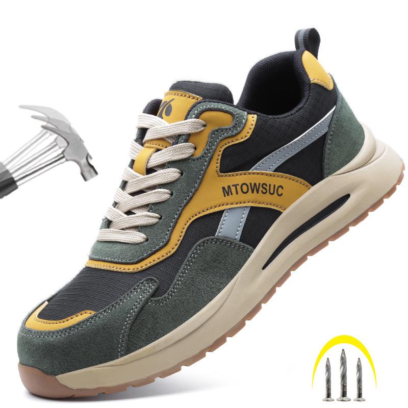 Oulylan Men's Safety Work Boots Steel Toe Anti-Puncture Breathable Summer Anti-Slip Lightweight Comfortable Labor Protection Sho