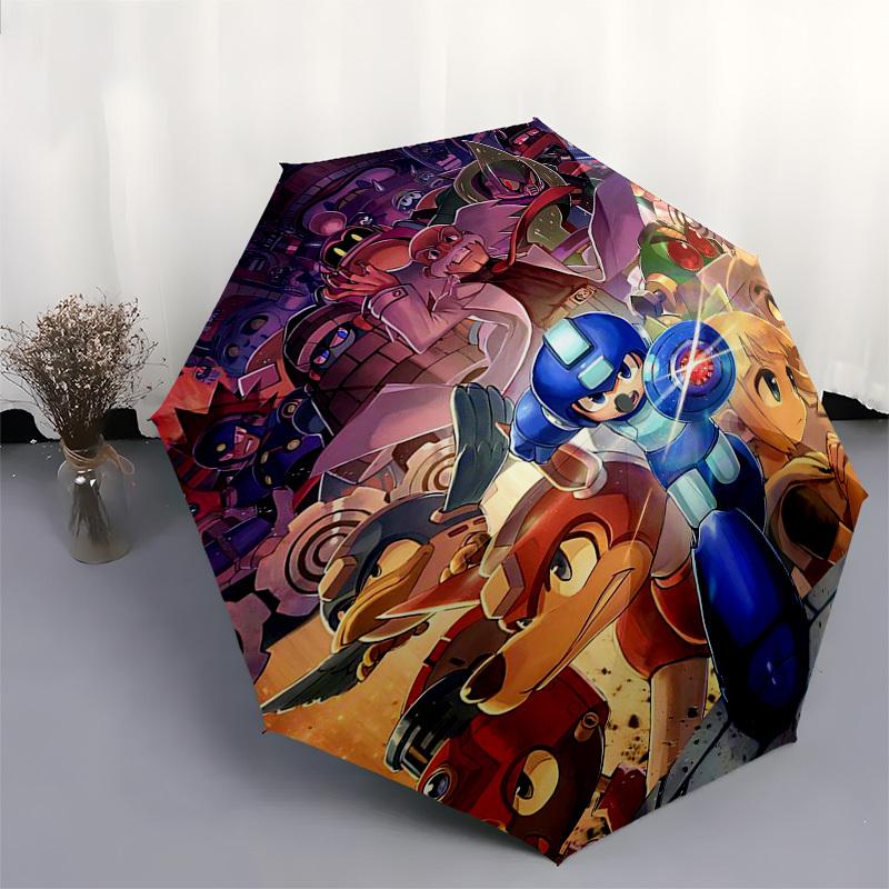 1pc Mega Man Automatic Opening Folding Outdoor Umbrella - 8 Bone Iron Frame, Suitable for Fans, Travel, Daily Use, Gift for Occasions.L013