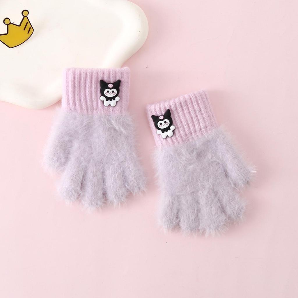 Детские зимние перчатки в корейском стиле с милым медведем - Теплые, Защищающие от холода, Пятипалые для мальчиков и девочек