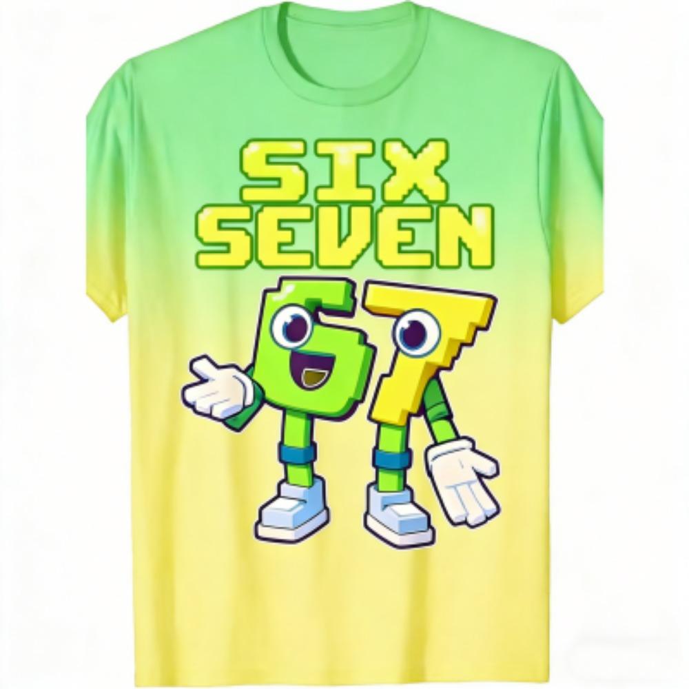Summer Fashion Cartoon 67 Print Men's T-Shirts Summer Street Short-Sleeve Outdoor Casual Clothing for Men's and Women's Tees Top