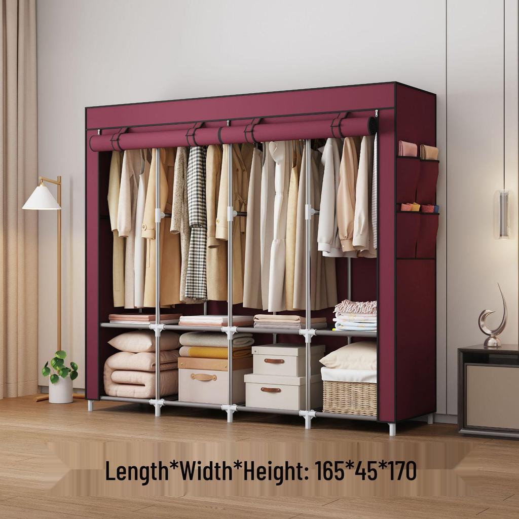 Многослойный нетканый тканевый шкаф с пылезащитным чехлом и каркасом из железных труб