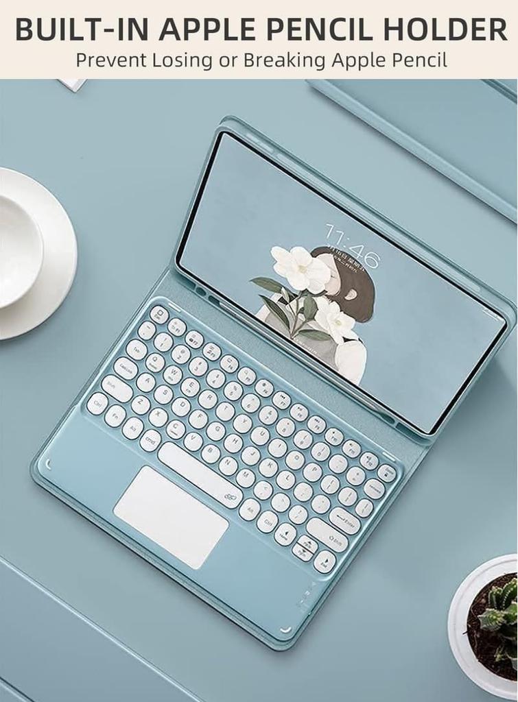 Чехол-клавиатура Fire HD 10 Чехол-клавиатура Fire HD 10-го поколения с тачпадом Круглые клавиши Fire HD 10 Модель 2023 Цветовая схема клавиатуры Магнит