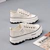 2025 Spring New Thick-soled Heightening Canvas Shoes Broken Size White Shoes Internet Celebrities Thin Casual Breathable Board Shoes