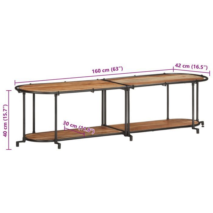 VidaXL Meuble TV 160x42x40 cm bois d'acacia massif, banc TV, meuble hifi, console TV, buffet TV, meuble multimédia, placard 4013492