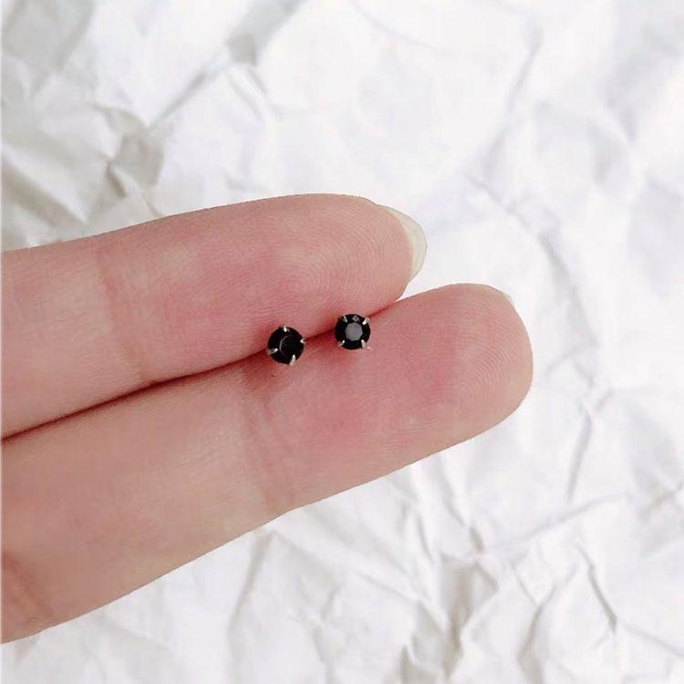 "Унисекс 925 пробы серебряные мини-серьги-гвоздики с бриллиантами"