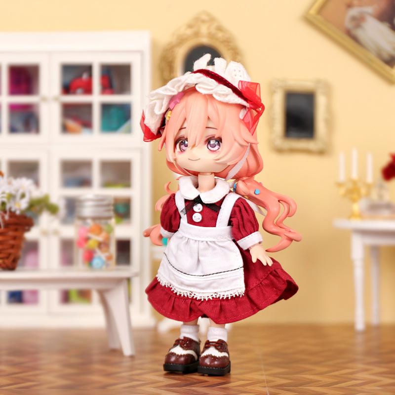 Одежда для кукол Ob11 Винтажный наряд горничной Платье Шарф Головной убор Набор для Obitsu11, GSC, Molly, YMY, Одежда для кукол 1/12 Аксессуары для кукол