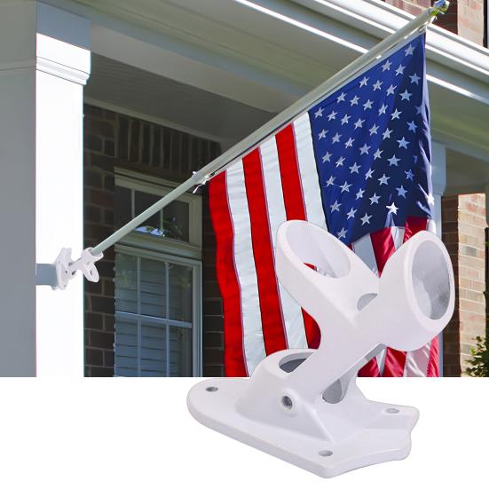 Flag Pole Holder Heavy Duty Flag Pole Mounting Bracket 45-degree Angle Metal Flag Mount for Outdoor Wall Porch House Boat Flag Banner Mounting
