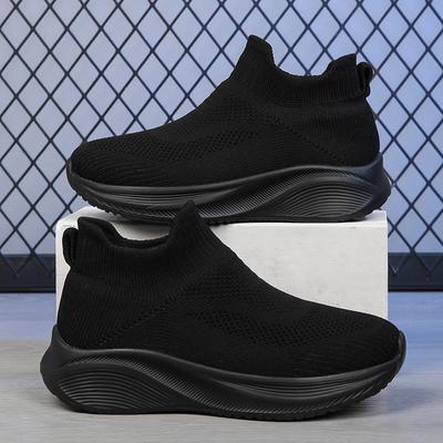 Женские высокие носки, спортивная обувь, однотонные трикотажные рукава, дышащая обувь для ходьбы на открытом воздухе.