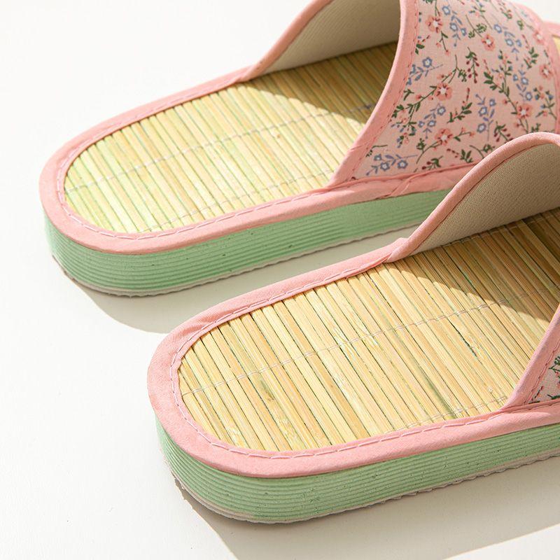 Летние тапочки для дома сандалии с бамбуковым ковриком на подошве тапочки для женщин ротанг трава EVA подошва эластичные шлепанцы zapatos de mujer