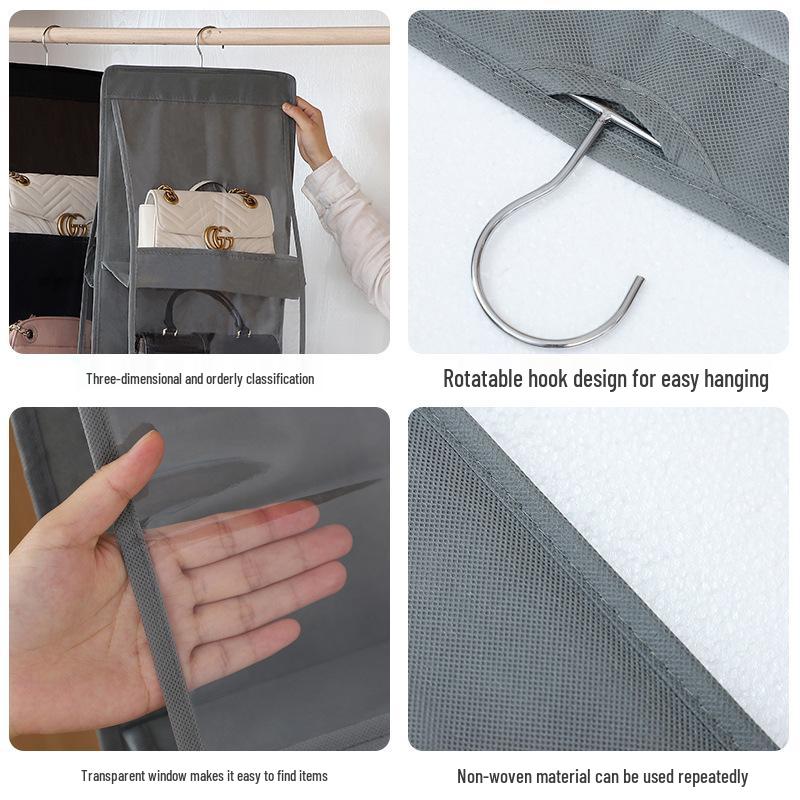 Double-Sided Transparent Hanging Organizer with Dustproof Pockets