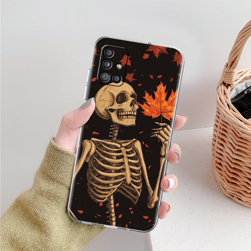Чехол для Samsung A15 A13 A35 A55 A51 A71 A41 A31 A21S A03S A05 A17 A23 A25 A33 A53 A73 5G A07 4G Cover Жесткий Розовый Фиолетовый Череп