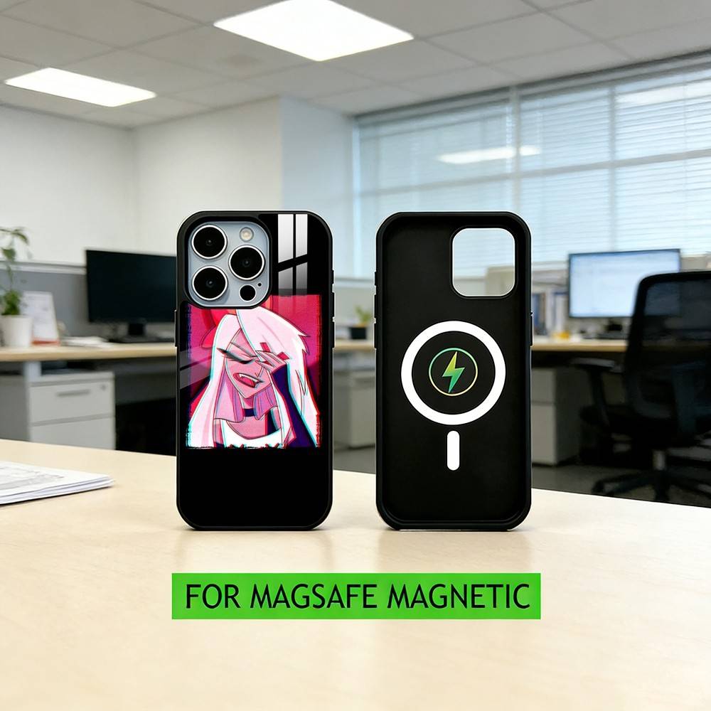 H-hazbin hotel V-veggie Чехол для телефона для iPhone17,16,15,14,13,12,11 Plus,Pro Магнитный для Magsafe Беспроводной зарядки