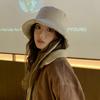 Portable Women Fisherman Hat Windproof Panama Caps Korean Down Cotton Bucket Hats  Autumn Winter