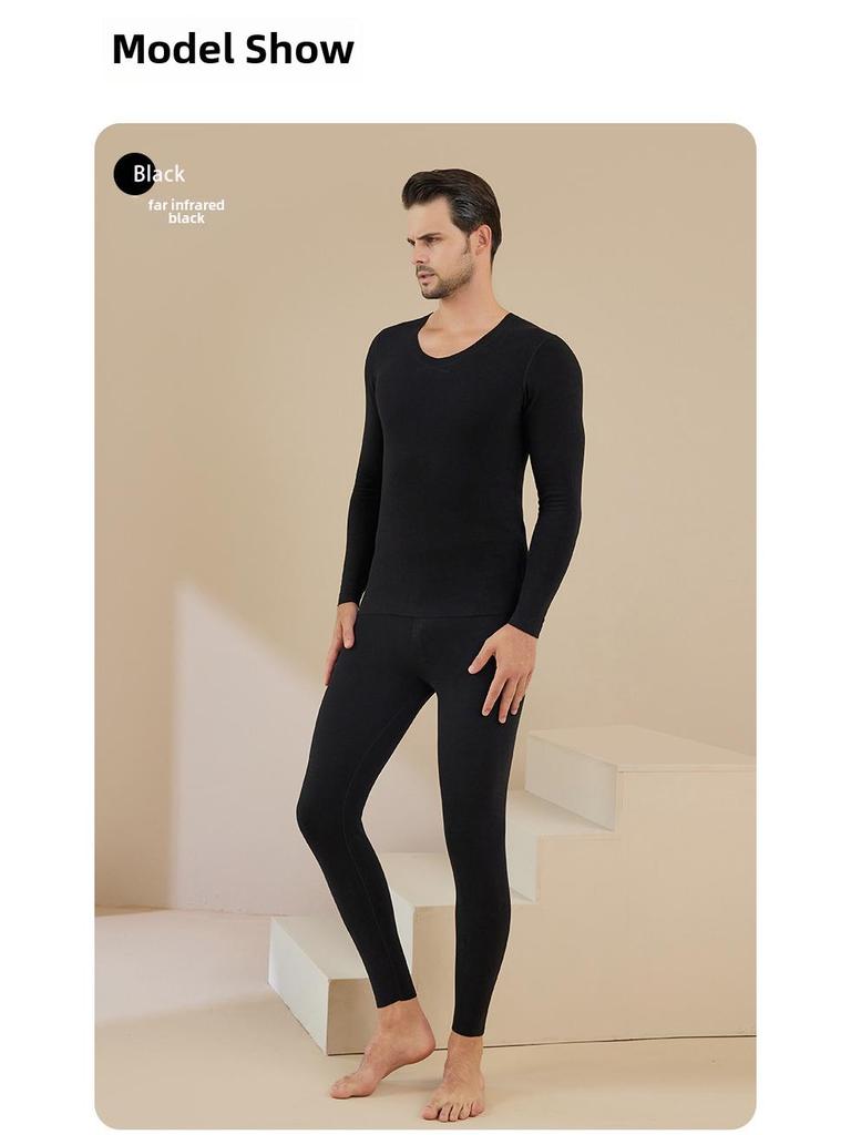 Мужской бесшовный бархатный термобелье: Самонагревающийся, плюс бархат, осенний комплект