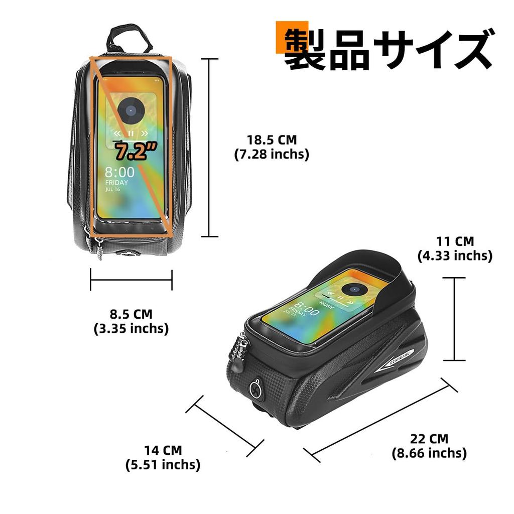 Bicycle Top Tube Road Bike Bicycle Frame Large TPU Easy Installation Bag, Bag, Bag, Bag, Waterproof, Capacity, High-Sensitivity Touch,