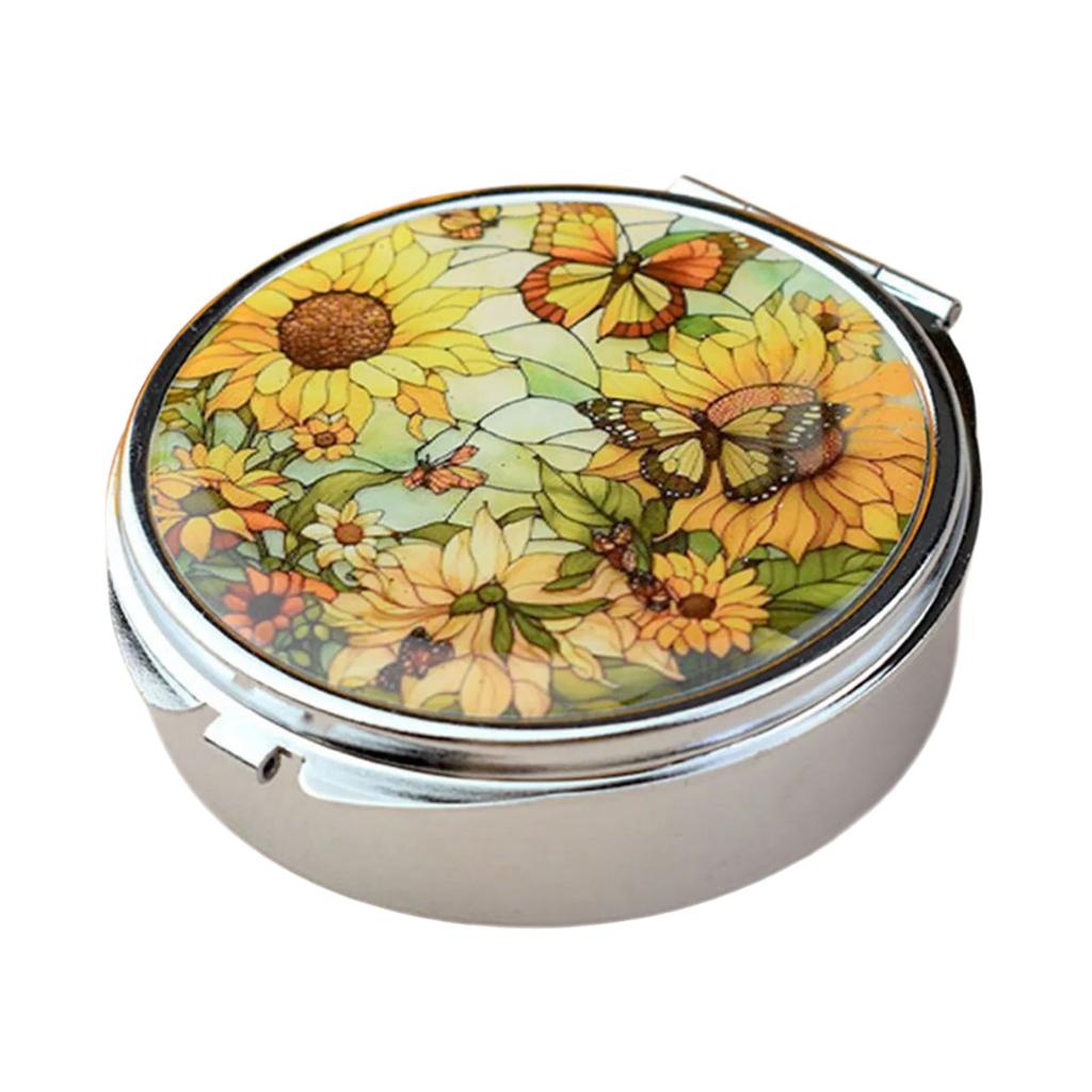 Portable Metal Jewelry Organiser With Mirror And Secure Closure For Travel Medicine Storage Container with Compartment