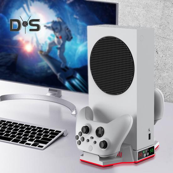 Охлаждающая подставка для игровой консоли с зарядной станцией для двух контроллеров, вертикальная охлаждающая подставка с RGB-подсветкой и портом USB 2.0 для Xbox S