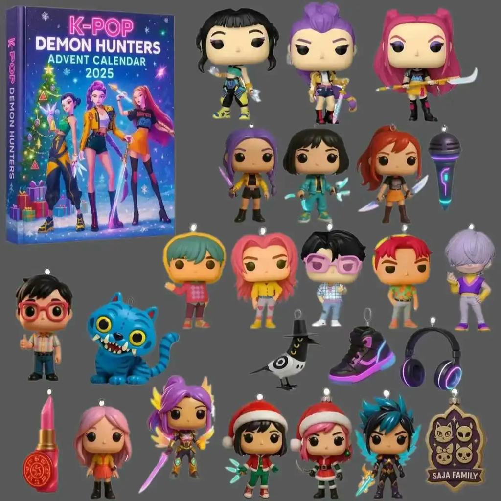 ~K-pop Охотники на демонов Адвент-календарь - Руми Мира Зои Тигр Рождественский Отсчет 24 Дня Подарок для K-pop Фанатов
