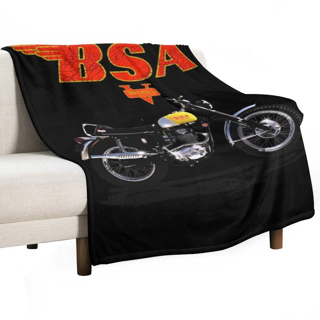 Vintage BSA Victor 441 Motorcycles Design by MotorMania Throw Blanket Soft Plaid Decorative Beds Flannel Moving Blankets