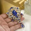 Креативная брошь-корона из сплава, женская нагрудная цветочная женская ювелирная бижутерия с цветными водными бриллиантами и каплями воды