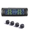 Универсальные автоматические солнечные + USB TPMS часы с ЖК-дисплеем, беспроводной мониторинг давления в шинах и система сигнализации с 4 датчиками давления в шинах