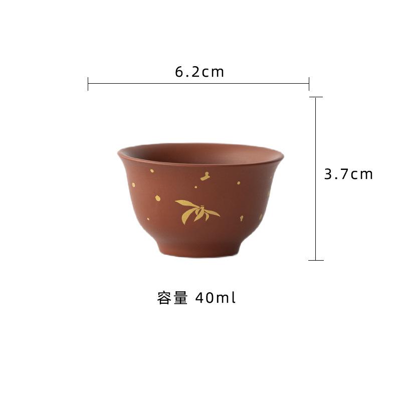 2pc/lot Purple Clay Sprinkle Gold Teacup Zen Tea Bowl Beautiful Cup Tea-tasting Personal Cup Chazhan Master Cups Ornaments 40ml
