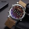 Men Watches Military Sport Brown Leather Quartz Wrist Watch Luxury Drum Roller Relogio Masculino