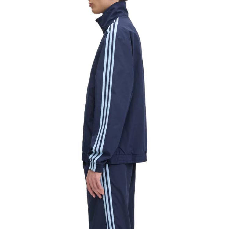 adidas Мужская куртка свободного кроя с воротником-стойкой на молнии с длинным рукавом и логотипом Originals, темно-синего цвета JP1253