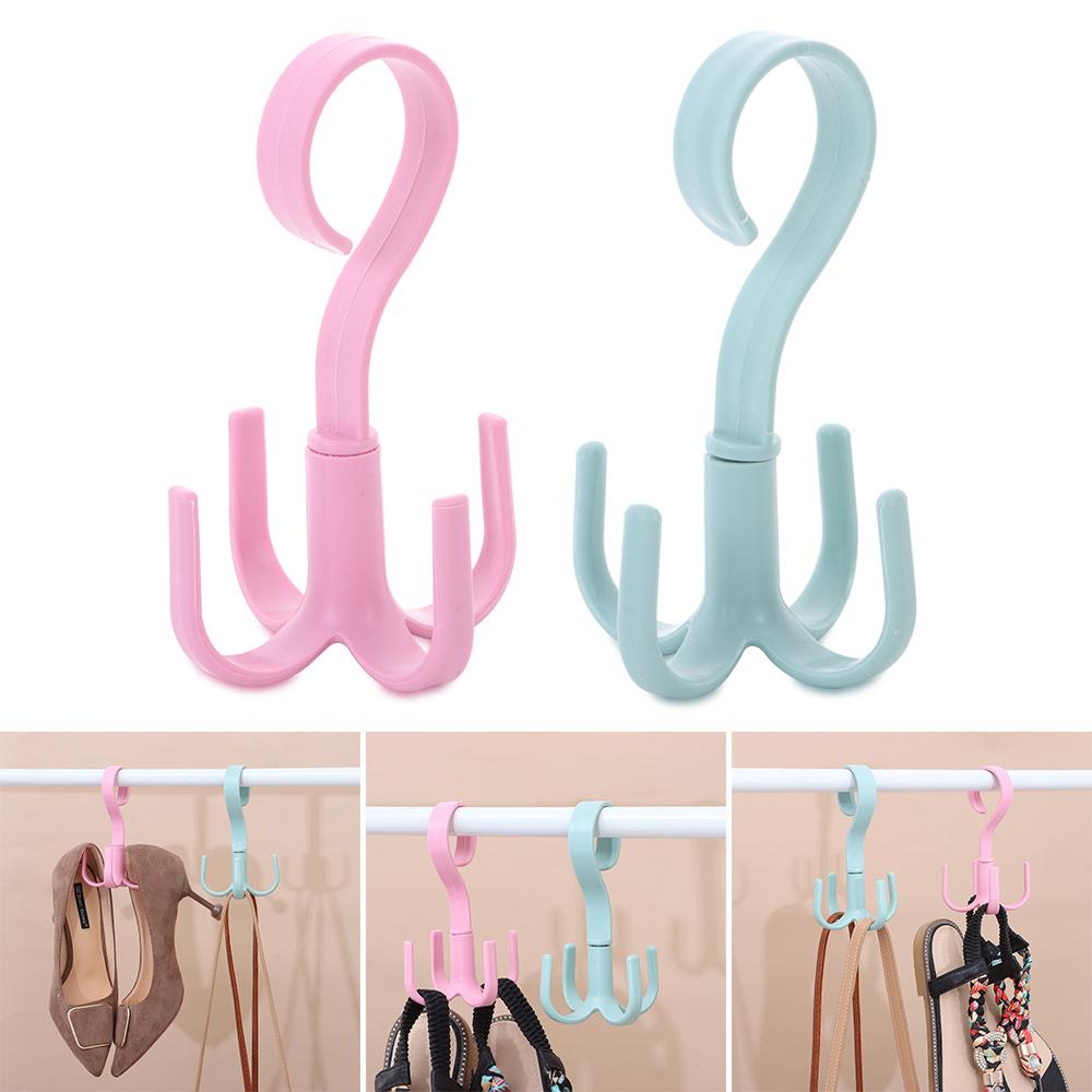 Storage Hook 360 Degree Tie Holder 4 Hook Rotating Four-claw Hook Multifunction Plastic Hanger