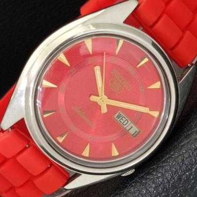 Б/У винтажные мужские часы SEIKO 5 AUTOMATIC 7009A из Японии с красным циферблатом a433210-2