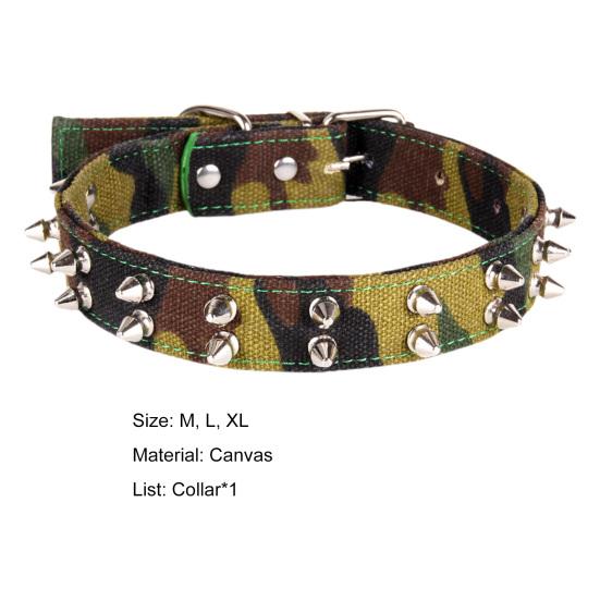 Ошейник для собак с заклепками, регулируемый модный камуфляжный холст, ожерелье для домашних животных, ошейник на тяге