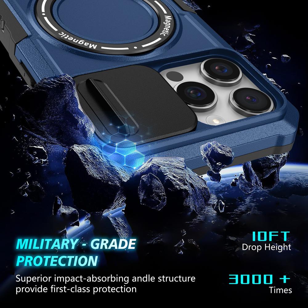 KEYSION Чехол-подставка с магнитным кольцом для MagSafe для iPhone 16 Pro Max Slide Camera Protection Противоударный чехол для телефона iPhone 16