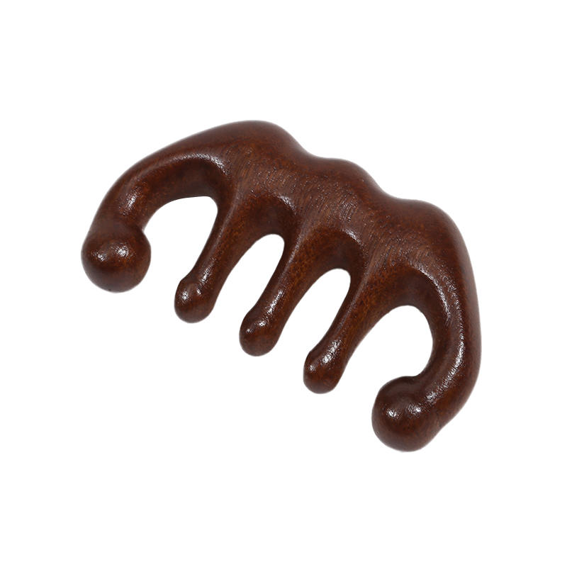 2025 Новый Массажная расческа Массажер для головы Сандаловое дерево Пять зубцов Кит Скребок для кожи головы и тела