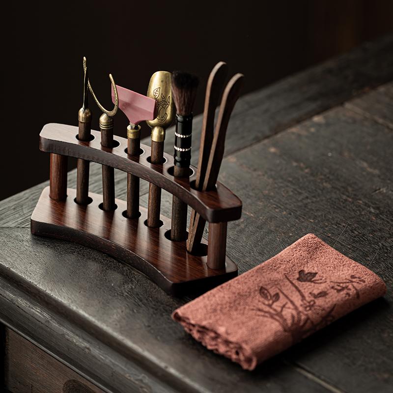 Solid Wood Tea Ceremony Six Gentlemen Set Kung Fu Tea Set Accessories Daquan Tea Table Tray Tea Making Tools Tea Scraping Set