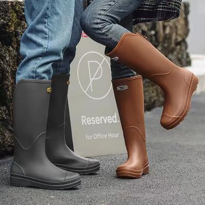 Высокие резиновые сапоги мужские и женские новые уличные на платформе дождевые сапоги вейдерсы с высоким голенищем водонепроницаемые сапоги бархатные нескользящие водные ботинки мужские