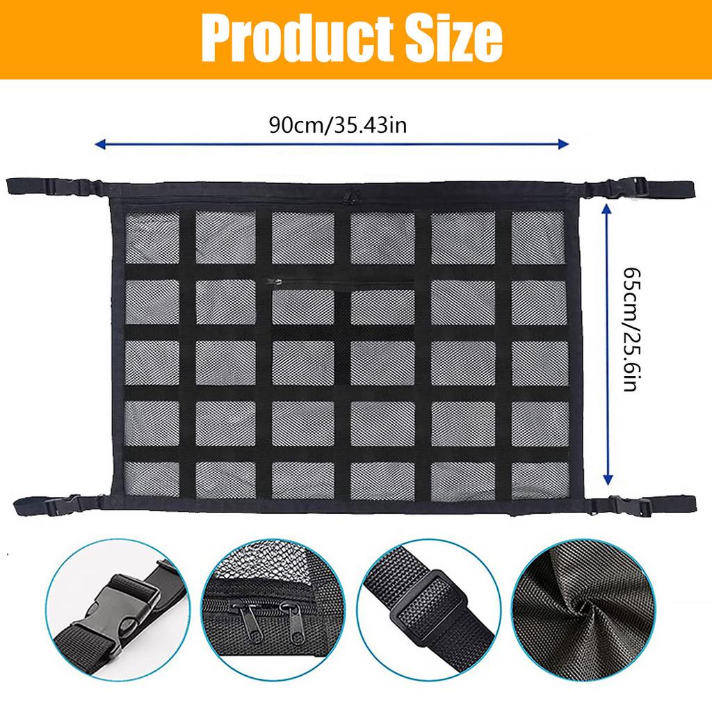 Car Roof Storage Net Pocket Car Roof Net Pocket Strong Load-Bearing Large Capacity Luggage Suspension Net Car Storage