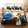 Macaw Bedding Set King/Queen Size Colourful Parrot Duvet Cover Boys Natural Tropical Green Plant Bird Polyester Quilt Cover