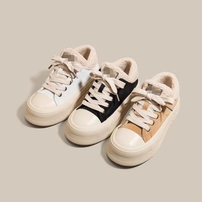 2025 зимний нишевый дизайн теплые две носки доска обувь женская флисовая теплая повседневная спортивная белая обувь две хлопковые туфли женские