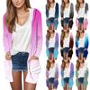 Women's Fashion Casual Gradient Printed Long Sleeve Hooded Mid-Length Cardigan Jacket