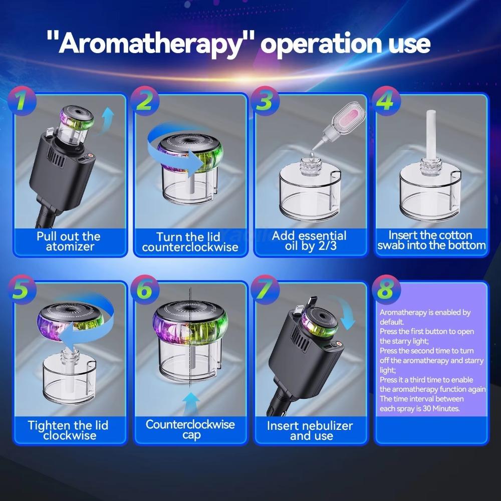 Супербыстрое выдвижное автомобильное зарядное устройство Starlight, 2 выдвижных кабеля и 2 порта USB с освежителем воздуха, для iPhone Samsung