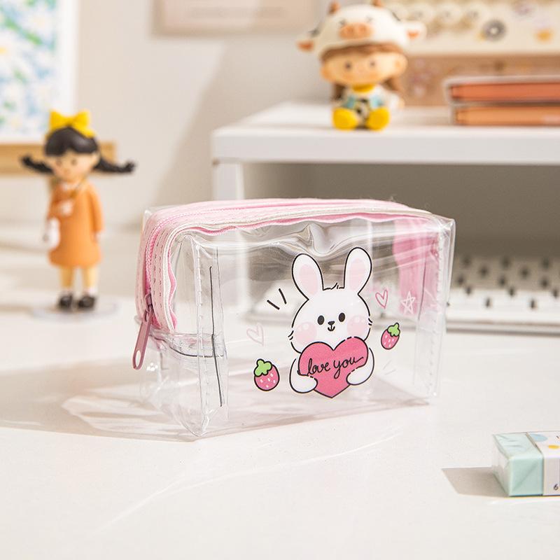 Милый мультяшный зверек, прозрачный ПВХ кошелек для монет, детские мини-портативные наушники, органайзер для кабеля передачи данных, женская водонепроницаемая косметичка