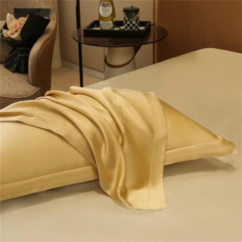 Наволочка из чистого шелка 25 Момми, наволочка из 100% шелка тутового дерева, красивая шелковая однотонная модель с окантовкой