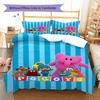 Pocoyo Cartoon Pattern Bedding Set Quilt Cover Pillowcase Home Decor Gift (1 * duvet cover + 2 * pillowcase, without core)