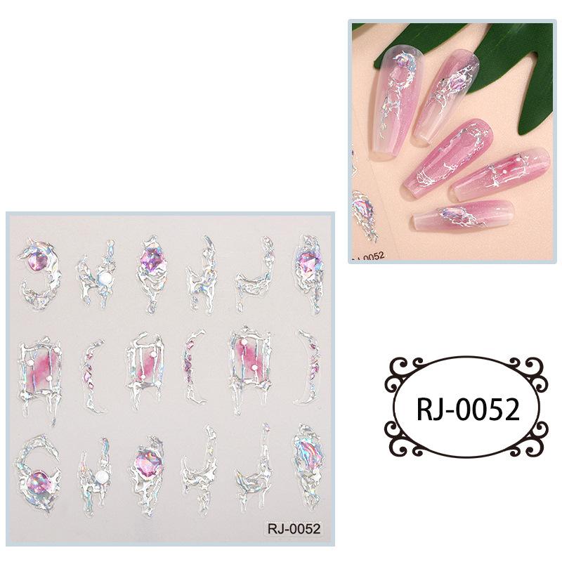Nail Stickers Embossed 5D Three-dimensional Hot Silver Imitation Diamond Flash Nail Art Sticker Decoration